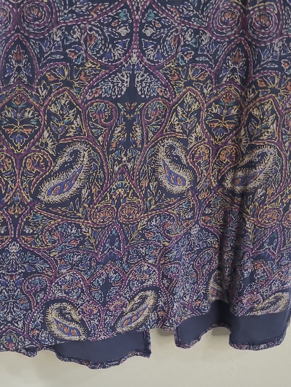 lucky brand t shirt womens 2X/26 Blue Paisley Back Split Cotton Modal Blend - Picture 4 of 7